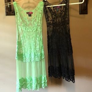 Two lace tanks.